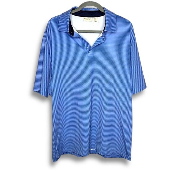 Rorie Whelan Golf Striped Performance Stretchy Polo Shirt - Size L - Picture 1 of 11